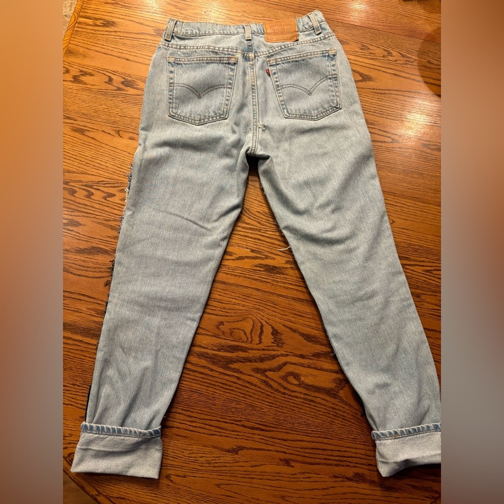 Custom Patchwork Upcycled Blue Levi’s Denim Jeans… - image 2